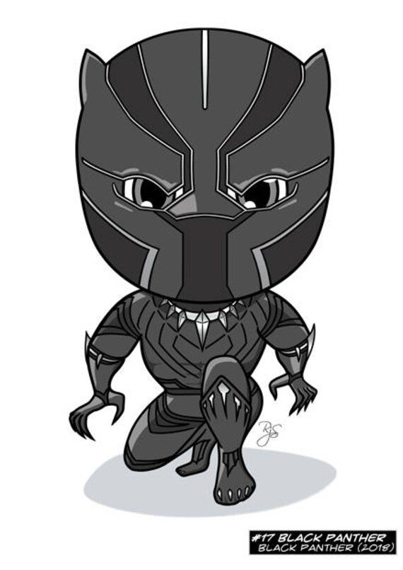 Marvel Cute Black Panther Original Art Poster Superhero Clip - Etsy