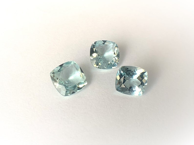 Aquamarine 5.00CTS 3Pcs together Beautiful light tone Blue Cushion Shaped!