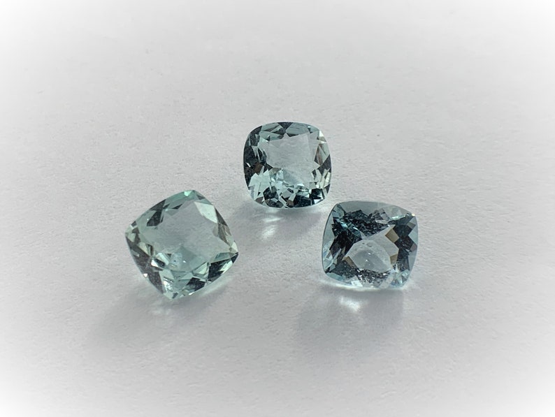 Aquamarine 5.00CTS 3Pcs together Beautiful light tone Blue Cushion Shaped!