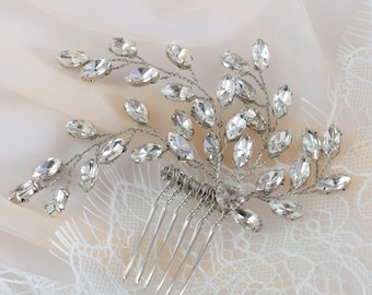 Gold Rhinestone Bridal Hair Comb,Silver crystal wedding headpiece, Rose gold bridal hair piece, Crystal fascinator