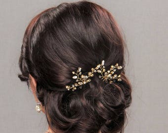 Rose gold rhinestone and crystal bridal hair pins, Gold Wedding headpiece , Silver bridal hairpiece, Bridesmaid jewelry