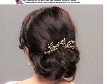 Rose gold rhinestone and crystal bridal hair pins, Gold Wedding headpiece , Silver bridal hairpiece, Bridesmaid jewelry