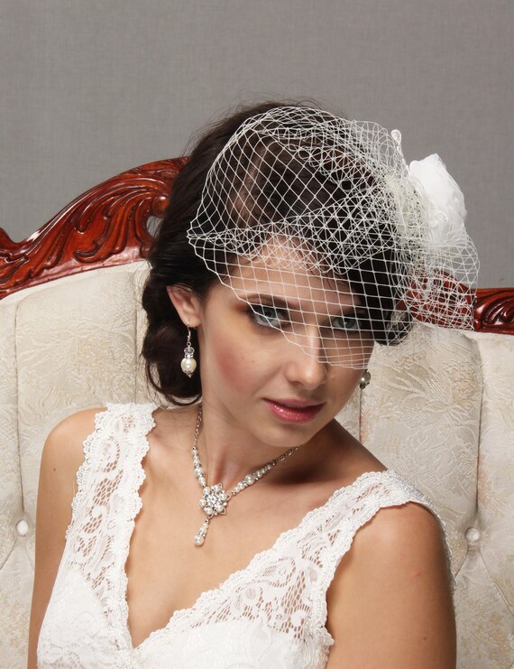 Birdcage Veil Bandeau Veil Bridal Hair Piece Wedding Etsy