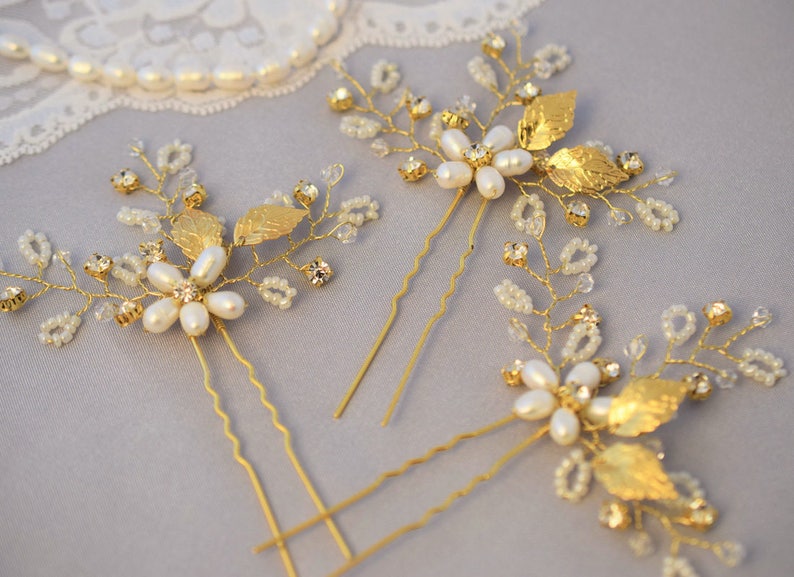 Flower hair pin Crystal hair jewelry Wedding floral hairpiece Rose gold bridal hair pins pearl wedding headpiece rhinestone hair piece