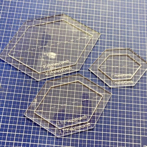 Modello per il taglio di trapunte, modelli in acrilico per patchwork, modelli per il taglio patchwork, quilting a mano, patchwork inglese, nido d'ape