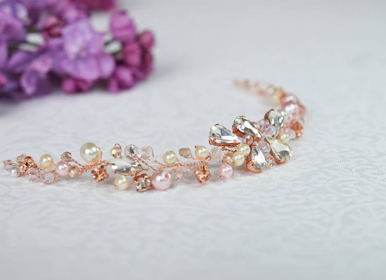 Wedding Headpiece Crystal Hair Vine Wedding Pearl Hair Vine Rose gold hair vine SIlver Bridal hair Vine Bridal rhinestone hair piece