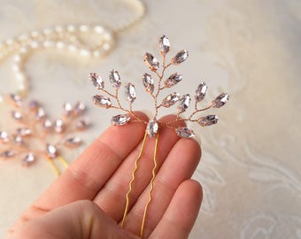 Bridal rhinestone hair pins in silver, gold or rose gold