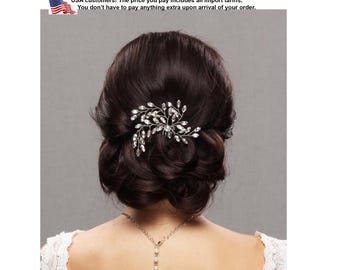 Gold Rhinestone Bridal Hair Comb,Silver crystal wedding headpiece, Rose gold bridal hair piece, Crystal fascinator