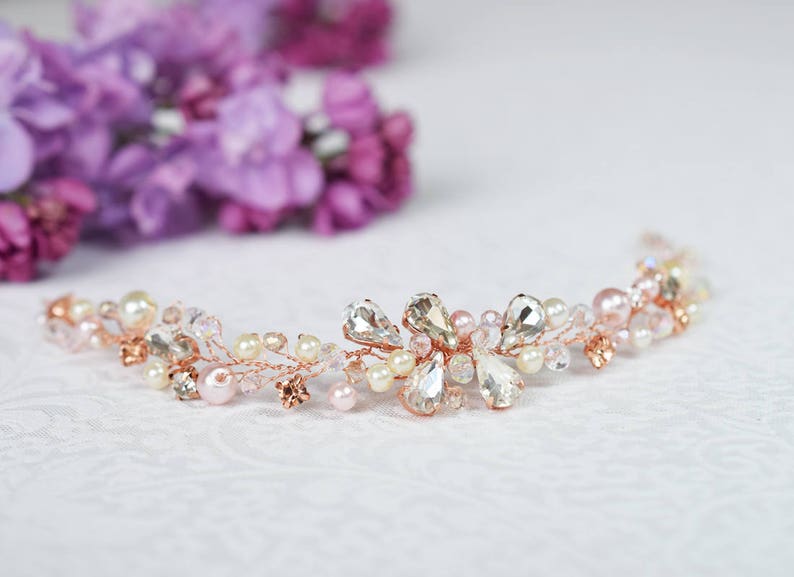 Wedding Headpiece Crystal Hair Vine Wedding Pearl Hair Vine Rose gold hair vine SIlver Bridal hair Vine Bridal rhinestone hair piece
