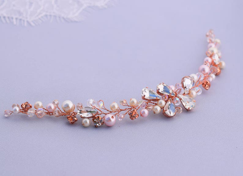 Wedding Headpiece Crystal Hair Vine Wedding Pearl Hair Vine Rose gold hair vine SIlver Bridal hair Vine Bridal rhinestone hair piece