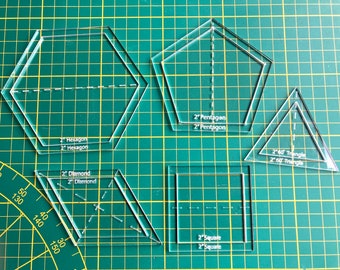 2" Quilt shapes , Acrylic templates for paper piecing , Patchwork cutting templates, Hand quilting , English paper piecing