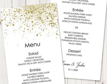 Luxury Wedding Menu Template "Glamour Glitz", Gold. DIY Printable Glitter Dust Modern Bling Dinner Menu. Edtable Templett, Instant Download.