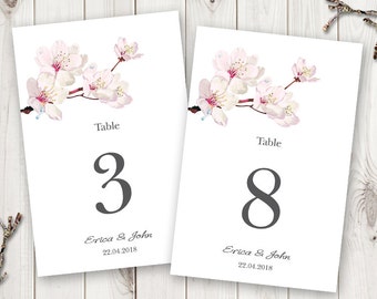 white flowers wedding table numbers template printable diy etsy