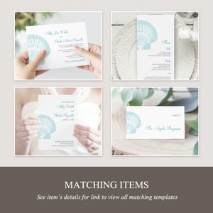 Beach Wedding Invitation Template "seaside Romance", Teal. DIY ...