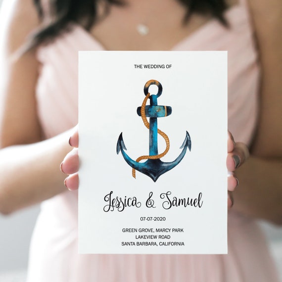 Destination Wedding Program Nautical Allure Diy Etsy