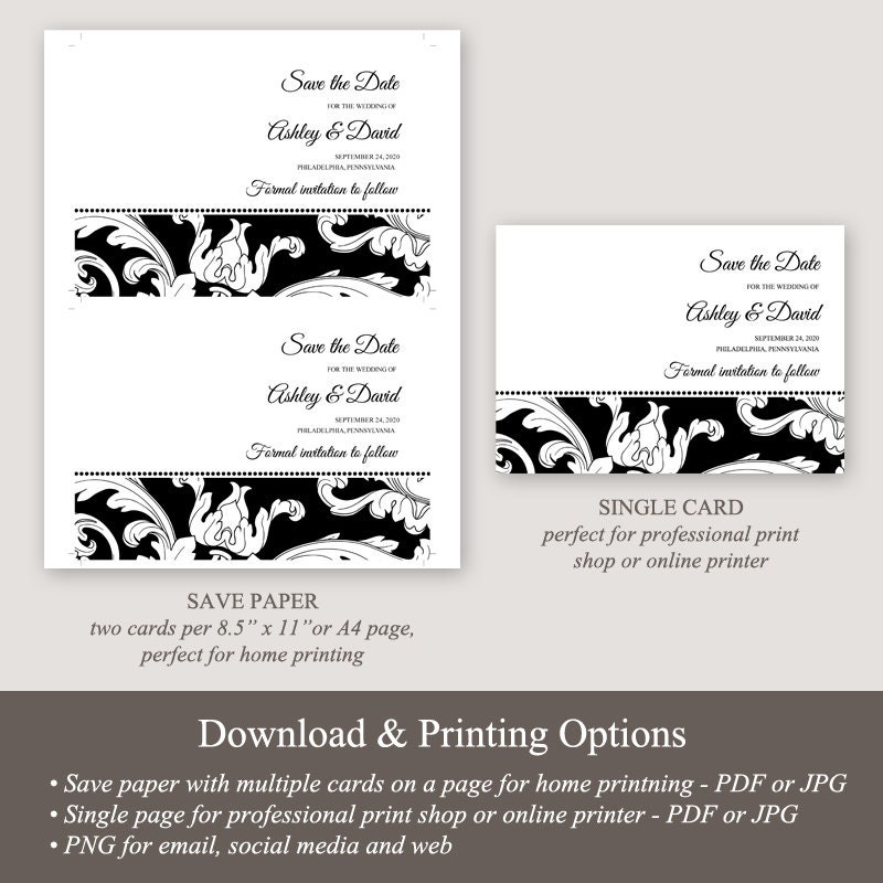 Printable Save the Date Card Template elegance | Etsy
