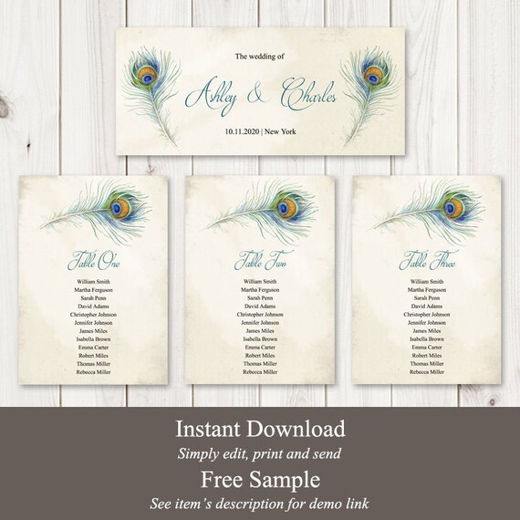 Peacock Wedding Seating Chart