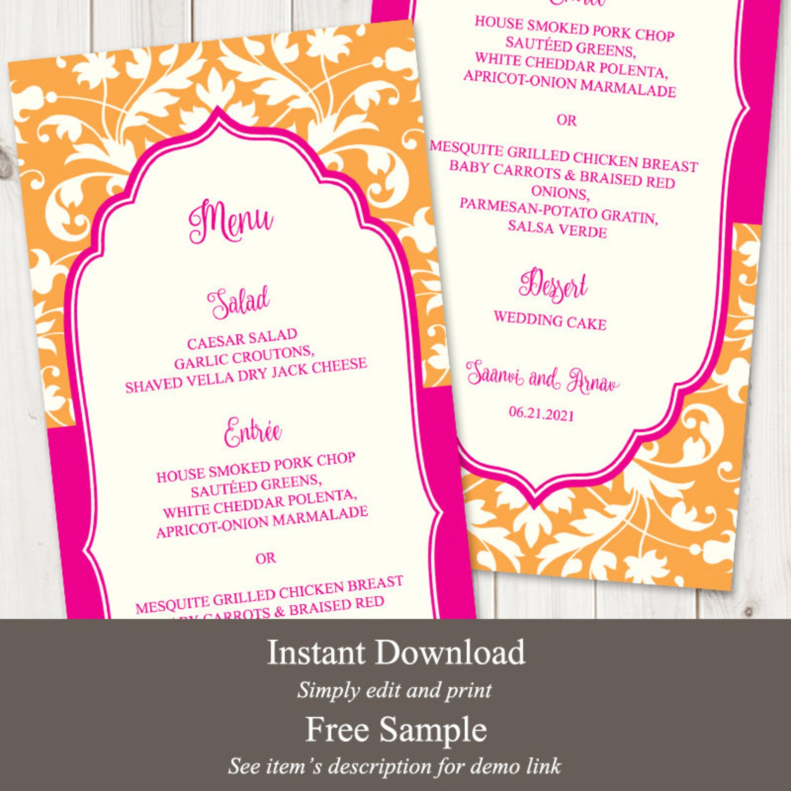 Indian Wedding Menu Template vibrant Celebration - Etsy