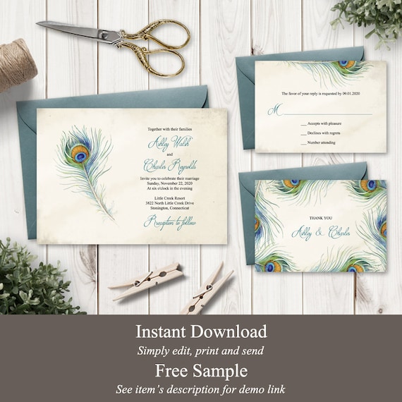 Peacock Wedding Invite Peacock Wedding Invitations