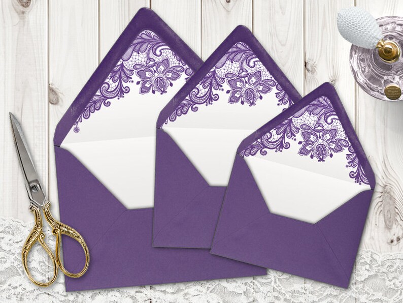 printable wedding envelope liner diy template vintage lace etsy