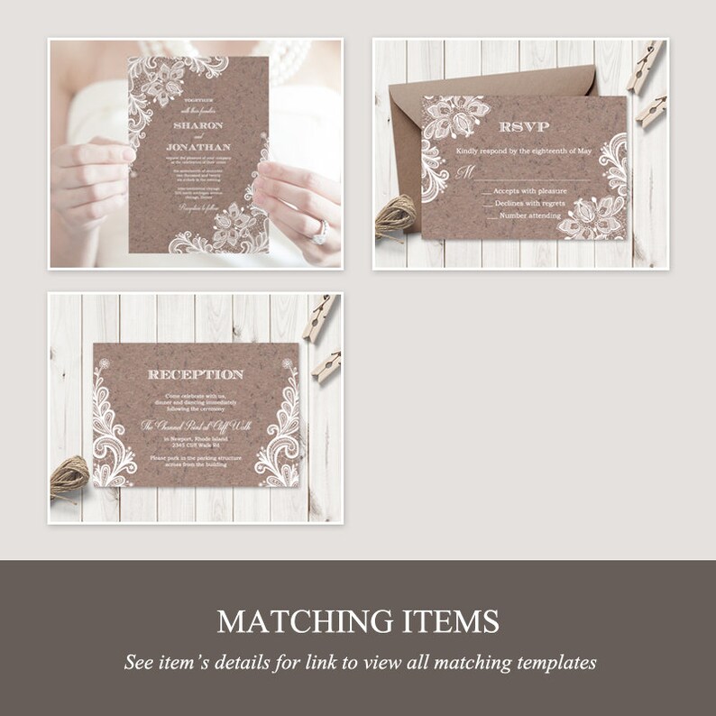 Kraft Paper Wedding Invitation Template vintage - Etsy