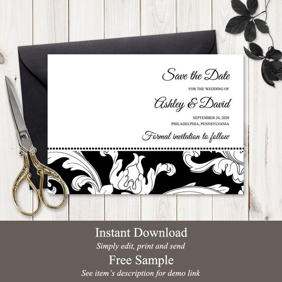 Printable Save the Date Card Template elegance | Etsy