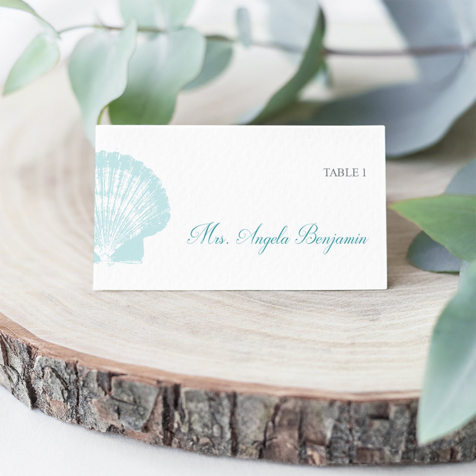 Beach Wedding Place Card Template seaside Romance - Etsy