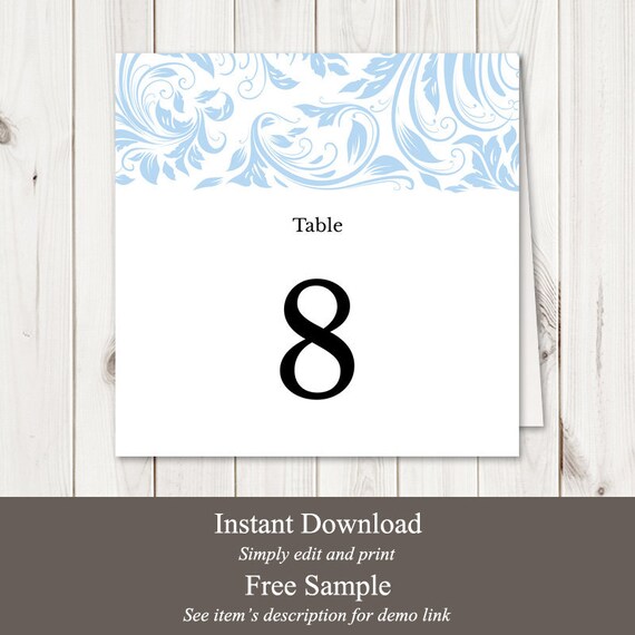 Wedding Table Numbers Printable Template winter | Etsy