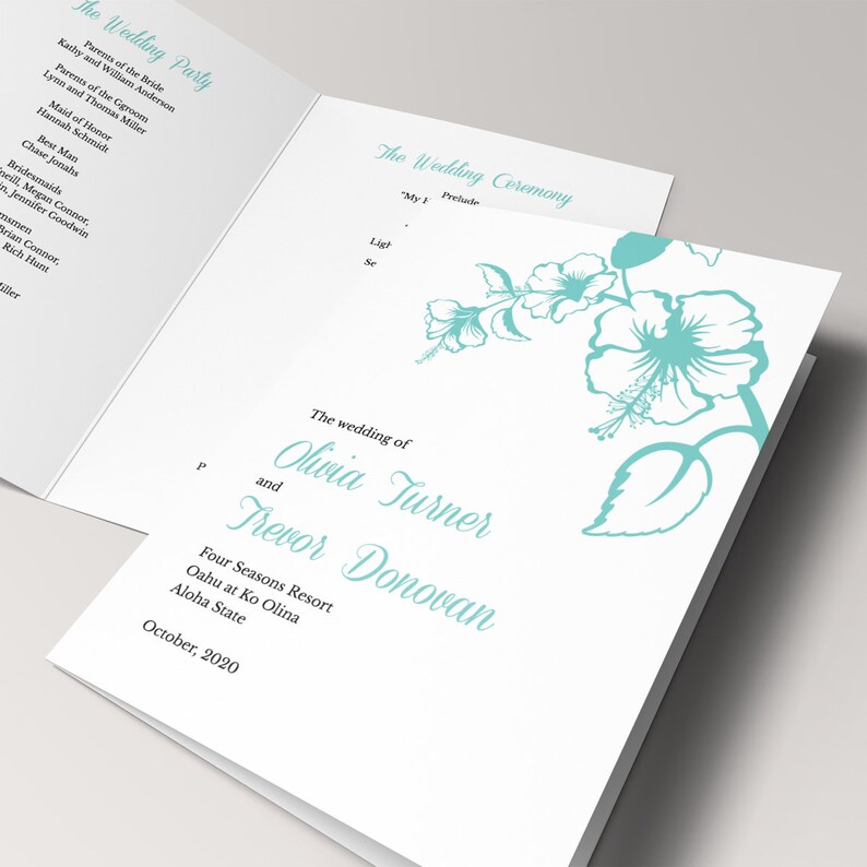 Destination Wedding Program Template hawaii | Etsy