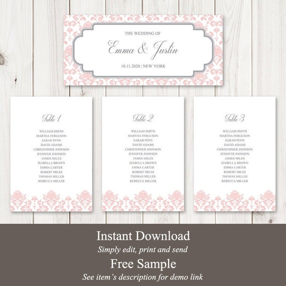 Wedding Table Seating Chart Template