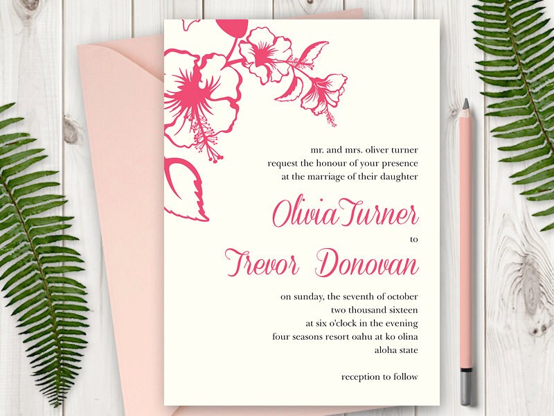 printable wedding invitations hawaii coral etsy printable wedding invitations hawaii coral etsy