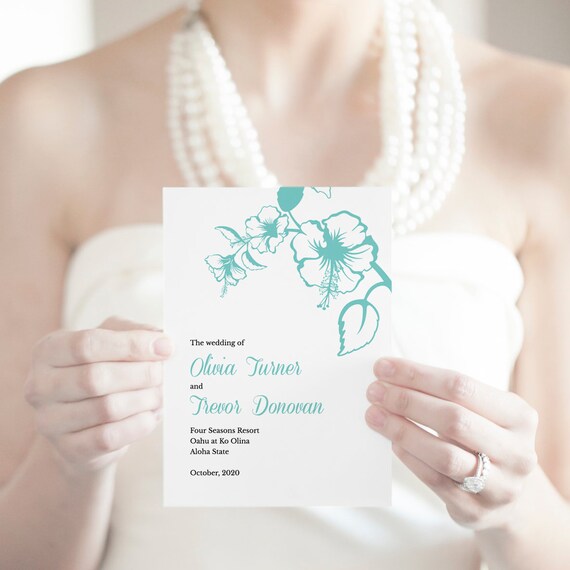 Destination Wedding Program Template Hawaii Etsy
