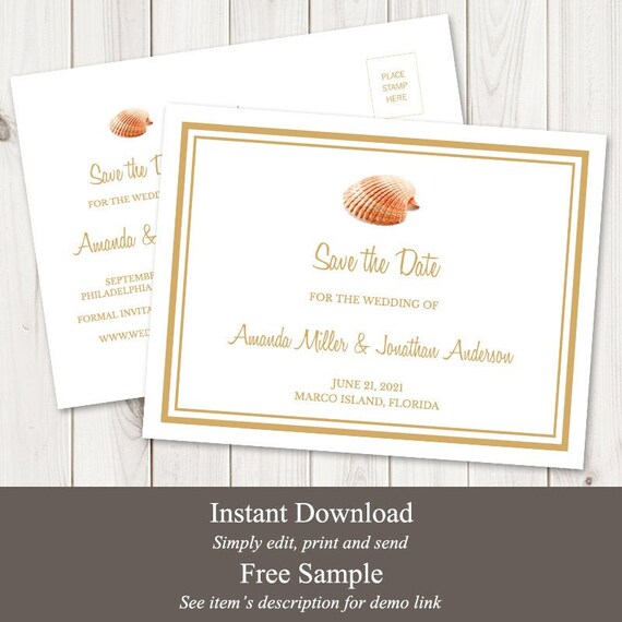 Destination Wedding Save The Date Postcard Template Etsy