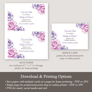 Save the Date Printable Template summer Roses - Etsy