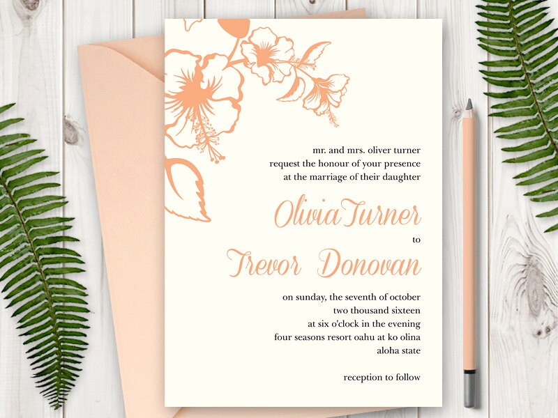 Diy Destination Wedding Invitation Template Hawaii Etsy