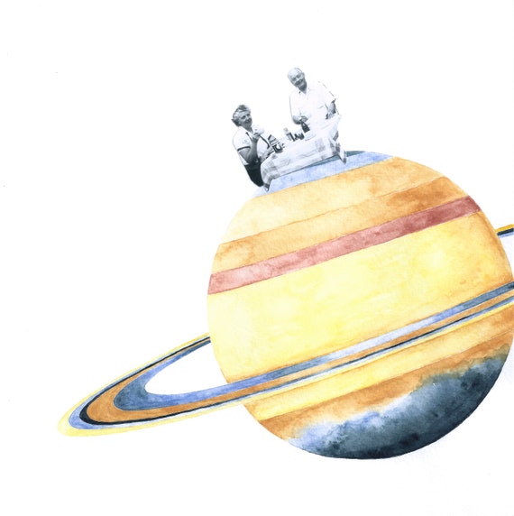 Planete Saturne Aquarelle Peinture Imprimer Astronomie Art Etsy Canada