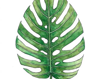 Monstera Leaf Watercolor Painting