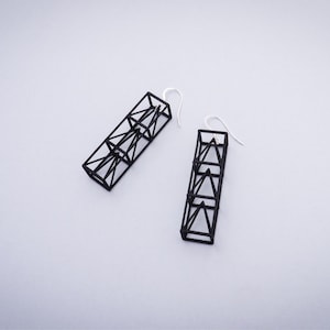 3D Printed Earrings with Geometric Design in black