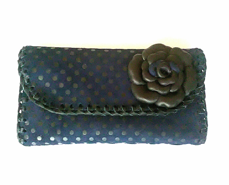 Unique wallet Leather wallet with flowers Polka dot wallet Leather wallet Gift for her Leather pouche. Handmade wallet Wedding wallet