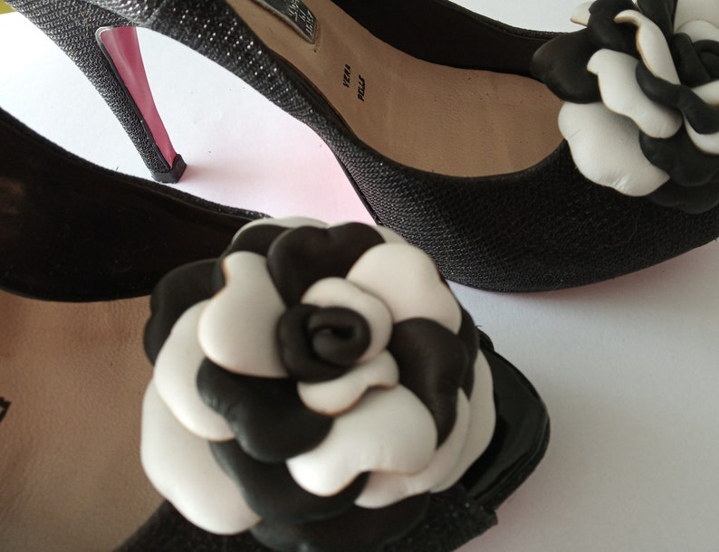 Leather Shoe Clip Leather Clips Set of 2 Black&red Rose Etsy