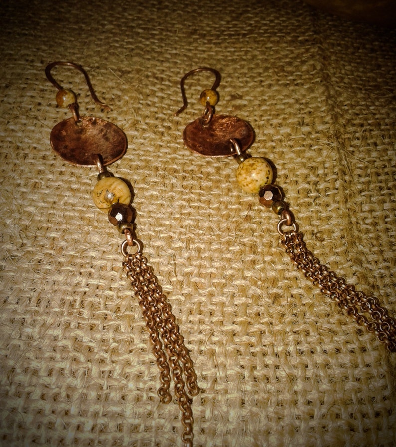 Copper & picture jasper earrings Etsy