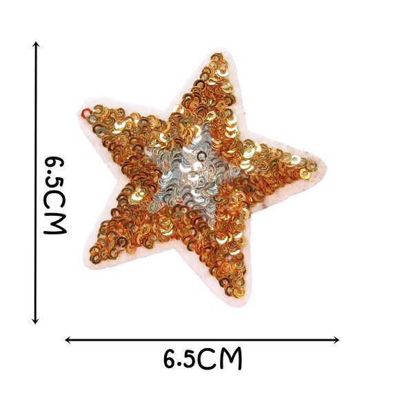Star Iron On Patch Gold Sequin Motif Badge Kids Badge 6.5 x 6.5 cm Easy Fix P120