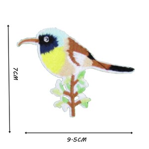 Yellow Bird on Twig Iron On Patch Patches Motif Badge Embroidered 7X9.5 CM P092