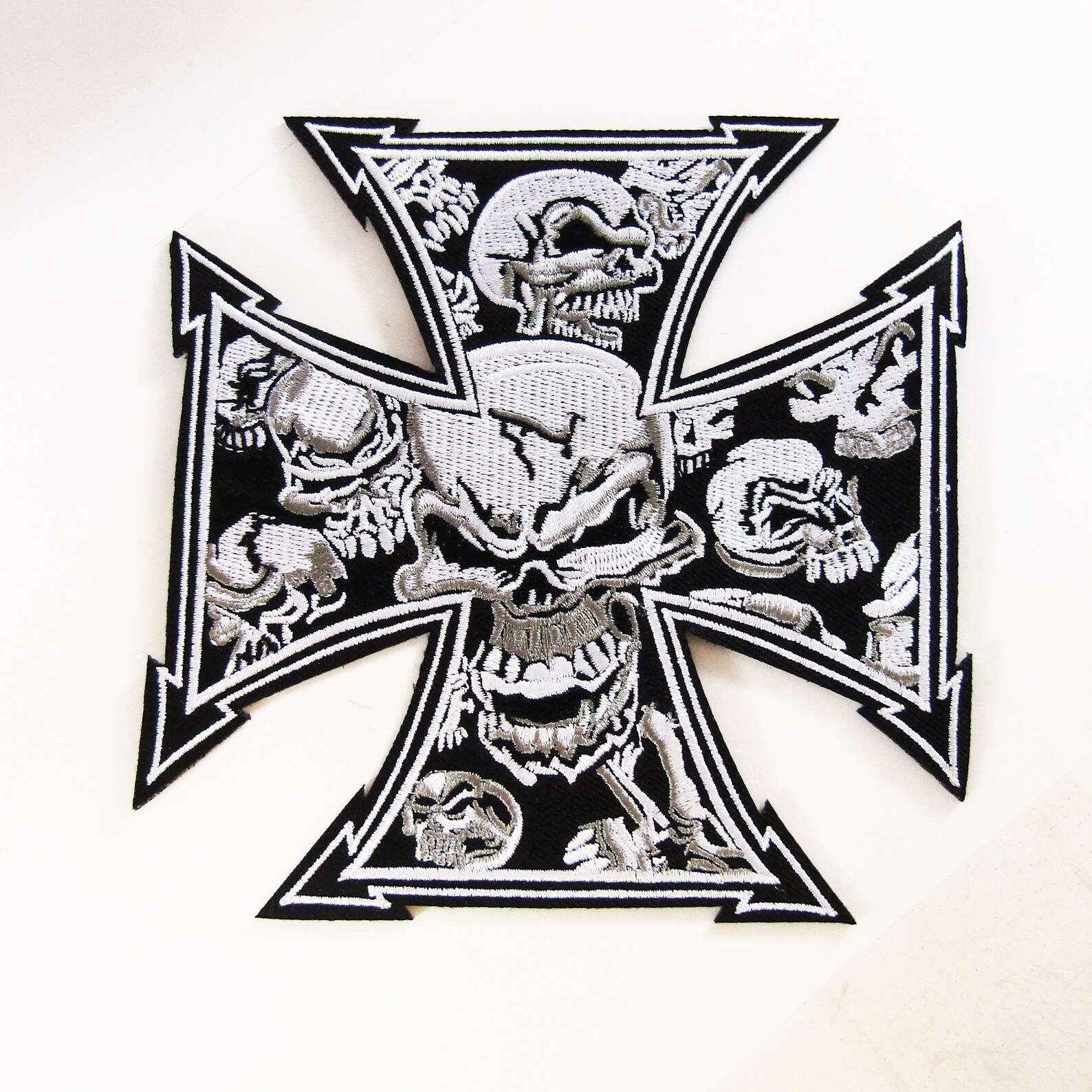 Large Skull Iron Cross Iron On Patch Motif Patches Badge 14 cm Etsy
