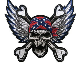 Large Skull Iron On Patch Full Back Piece Motif Patches Badge 27 cm x 28 cm P014