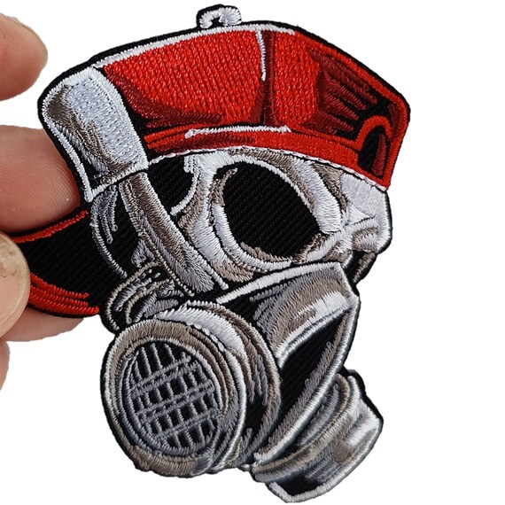 Skull Gas Mask Steam Punk Iron on Patch Embroidered Motif
