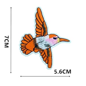 Orange Bird Flying Iron On Patch Patches Motif Badge Embroidered 7 X 5.6 CM P382
