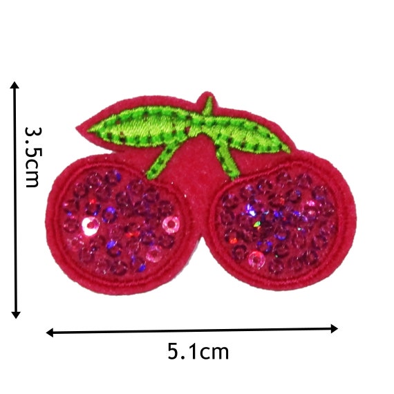 Sequin Cherries Iron On Patch Badge Motif Decoration For Clothing Cloth P026