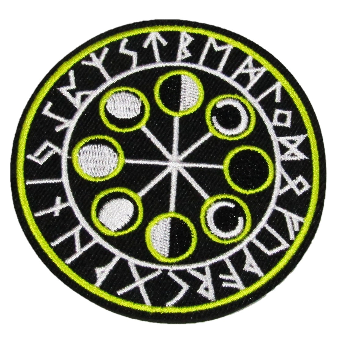 Nordic Moon Phases Viking Rune Iron on Patch Badge 8CM X 8CM Motif ...