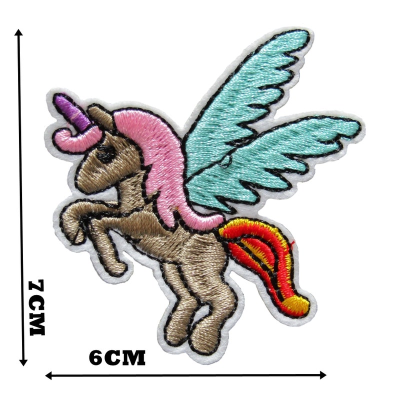Flying Unicorn Iron On Patch Badge Motif Decoration Applique 7cm x 6cm P503